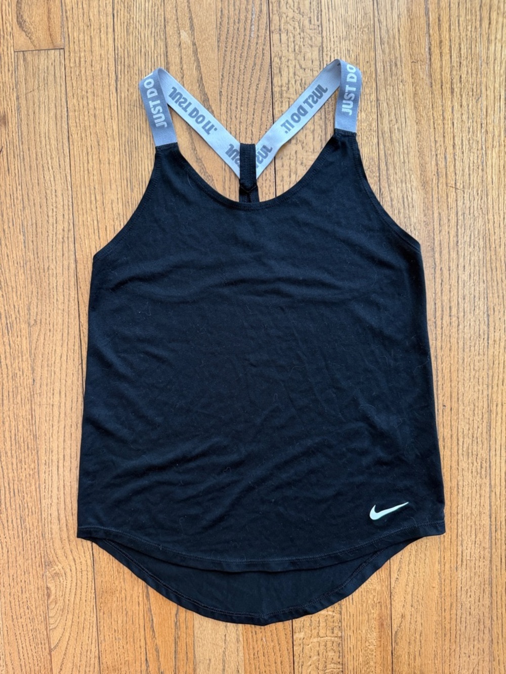 Nike Dri-FIT Black Racerback Tank Top Gray Just Do It Straps XS Athletic Workout - Picture 2 of 5
